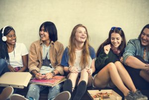 Group of friends laughing together